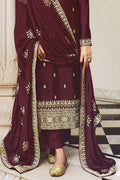 Dark Maroon Dola Silk Salwar Suit