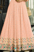 Salmon Peach Georgette Salwar Suit