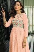 Salmon Peach Georgette Salwar Suit