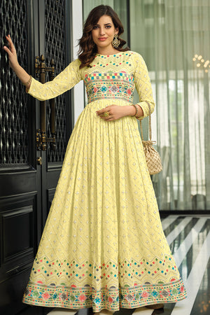 Lemon Yellow Georgette Salwar Suit