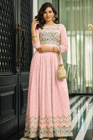 Flamingo Pink Georgette Salwar Suit