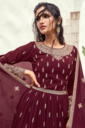 Dark Maroon Georgette Salwar Suit
