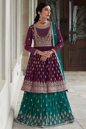 Dark Violet Georgette Salwar Suit