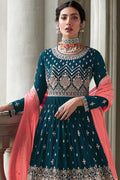 Peacock Blue Georgette Salwar Suit