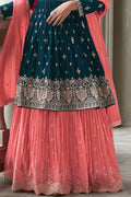 Peacock Blue Georgette Salwar Suit