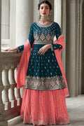 Peacock Blue Georgette Salwar Suit