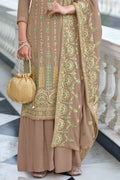 Tan Beige Georgette Salwar Suit