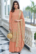 Salmon Orange Georgette Salwar Suit