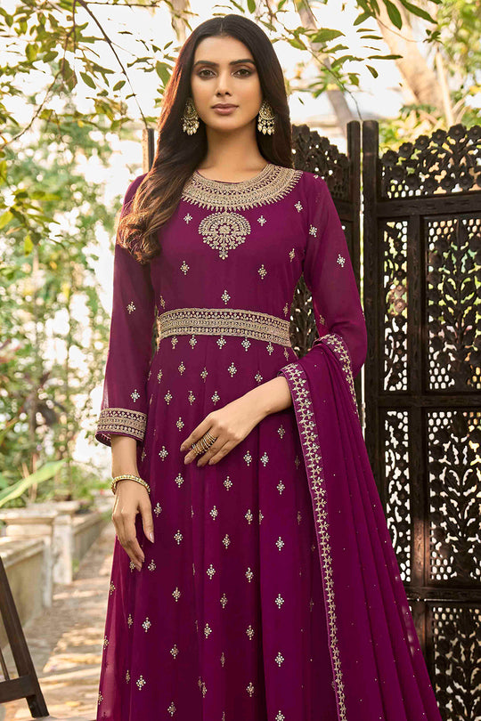 Dark Maroon Georgette Salwar Suit