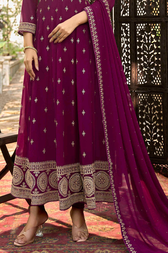 Dark Maroon Georgette Salwar Suit