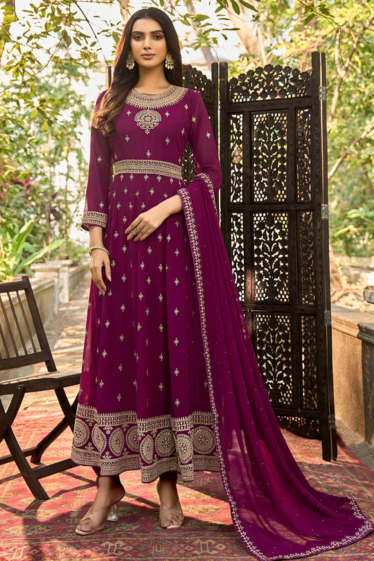 Dark Maroon Georgette Salwar Suit