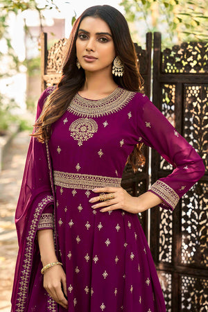 Dark Maroon Georgette Salwar Suit