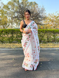 Pink Organza Saree With Blouse Piece