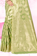 Green Cotton Saree With Blouse Piece