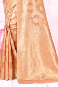 Peach Cotton Saree With Blouse Piece