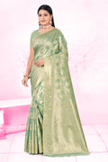 Sea Green Cotton Saree With Blouse Piece