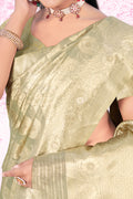 Grey Cotton Saree With Blouse Piece