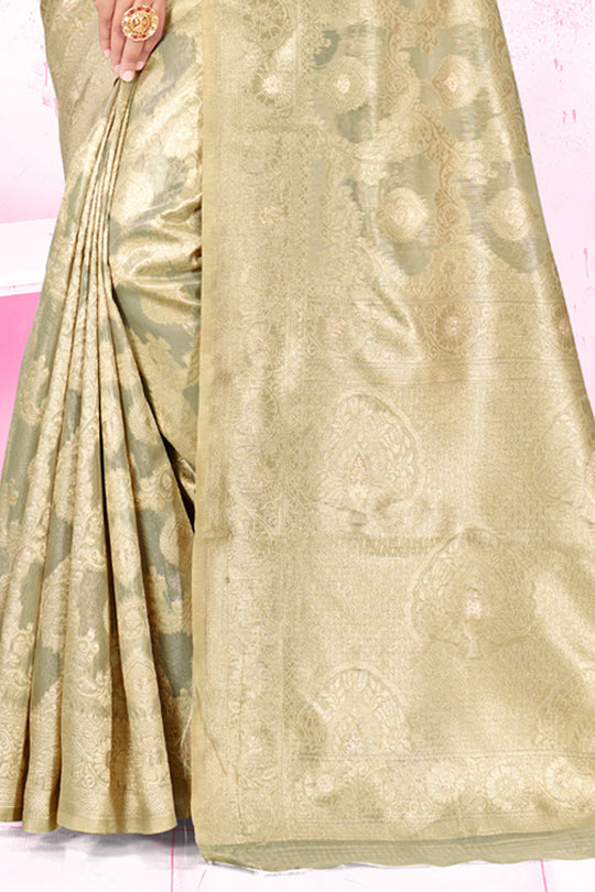 Grey Cotton Saree With Blouse Piece
