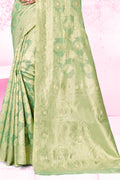 Green Cotton Saree With Blouse Piece