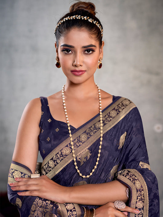 Satin Silk Banarasi Saree With Blouse Piece