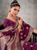 Satin Silk Banarasi Saree With Blouse Piece