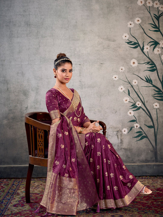 Satin Silk Banarasi Saree With Blouse Piece