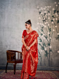 Satin Silk Banarasi Saree With Blouse Piece