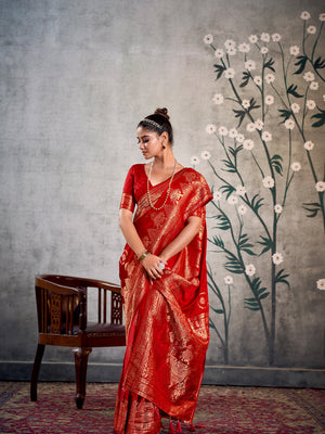 Satin Silk Banarasi Saree With Blouse Piece