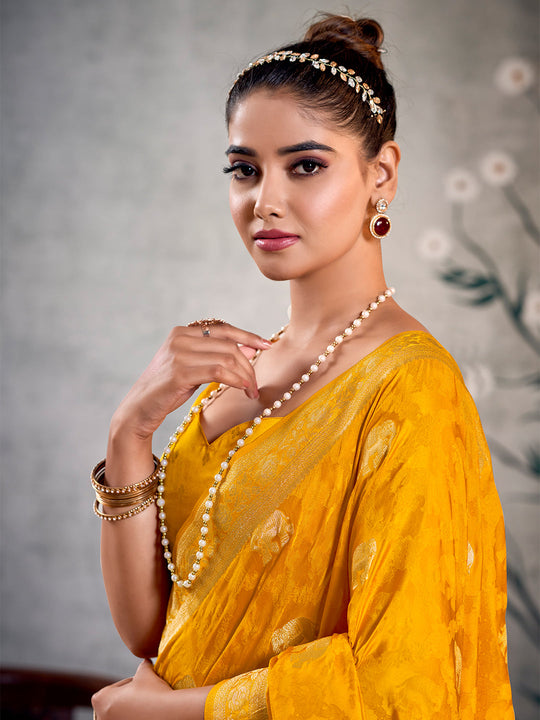 Satin Silk Banarasi Saree With Blouse Piece