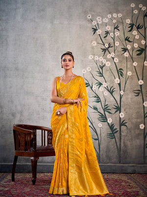 Satin Silk Banarasi Saree With Blouse Piece