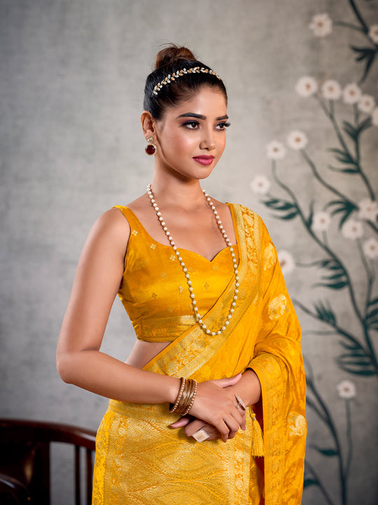 Satin Silk Banarasi Saree With Blouse Piece