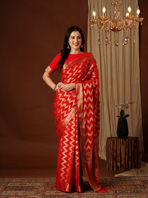 Georgette Banarasi Silk Saree With Blouse Piece