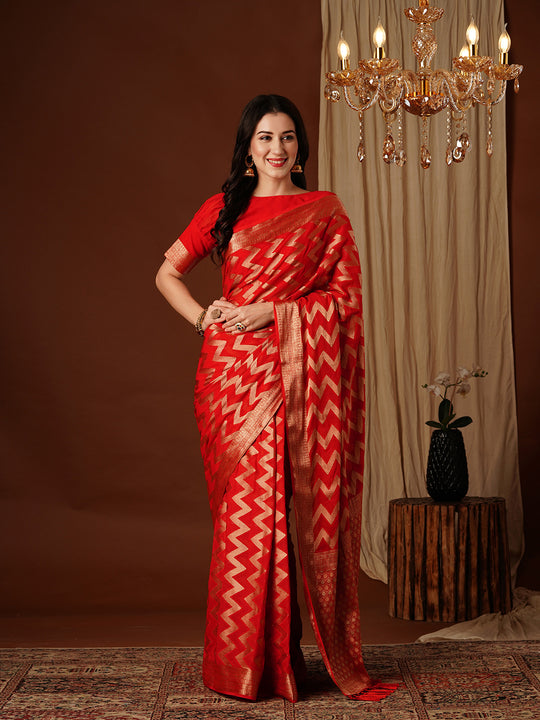 Georgette Banarasi Silk Saree With Blouse Piece
