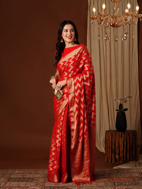 Georgette Banarasi Silk Saree With Blouse Piece