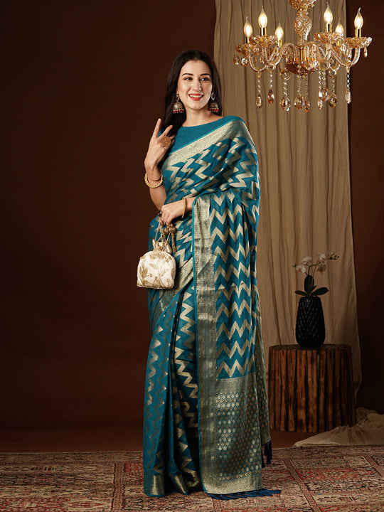 Georgette Banarasi Silk Saree With Blouse Piece