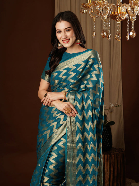 Georgette Banarasi Silk Saree With Blouse Piece