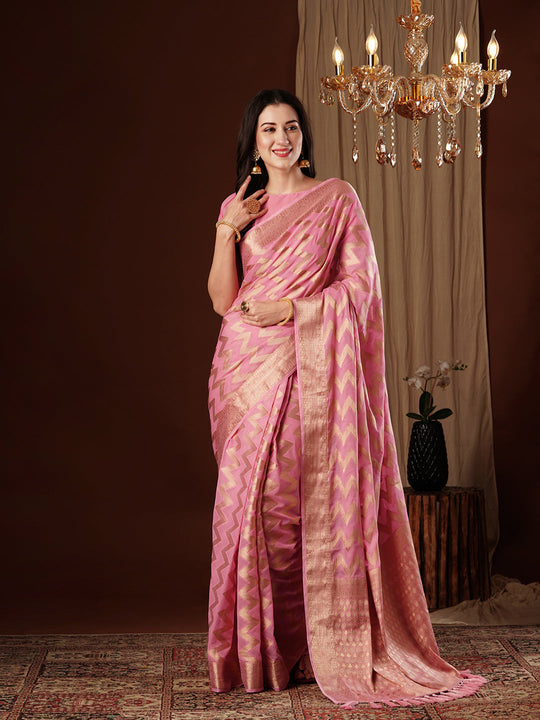Georgette Banarasi Silk Saree With Blouse Piece