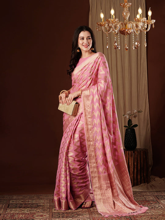 Georgette Banarasi Silk Saree With Blouse Piece