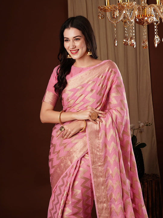 Georgette Banarasi Silk Saree With Blouse Piece