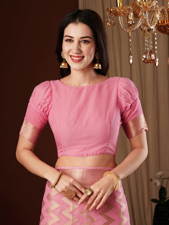 Georgette Banarasi Silk Saree With Blouse Piece