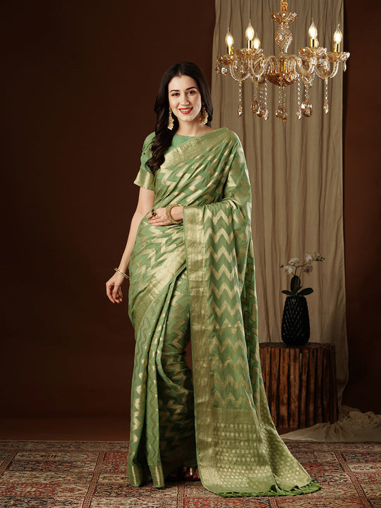Georgette Banarasi Silk Saree With Blouse Piece