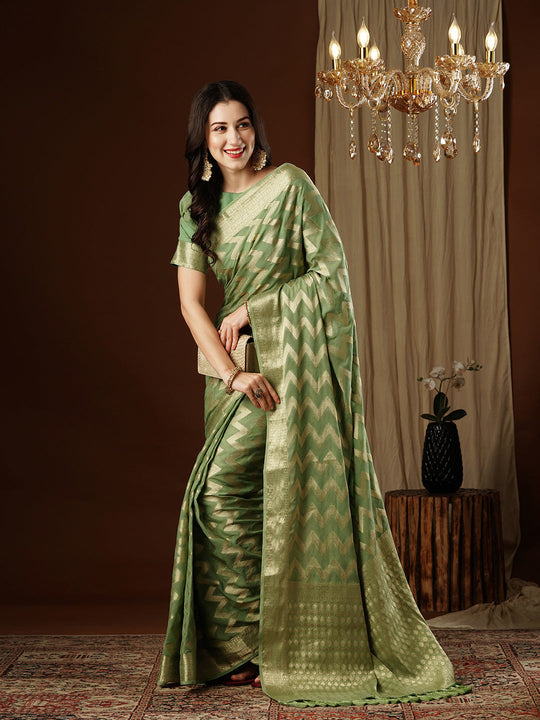 Georgette Banarasi Silk Saree With Blouse Piece