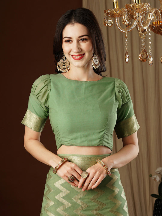 Georgette Banarasi Silk Saree With Blouse Piece