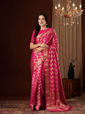Georgette Banarasi Silk Saree With Blouse Piece