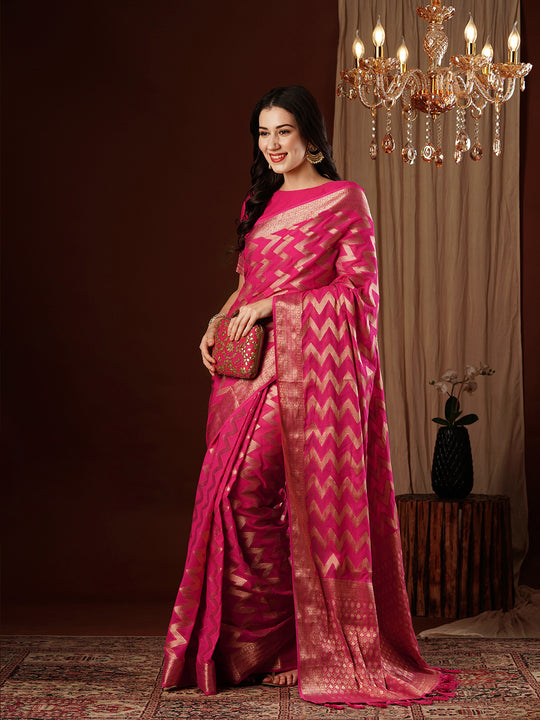 Georgette Banarasi Silk Saree With Blouse Piece