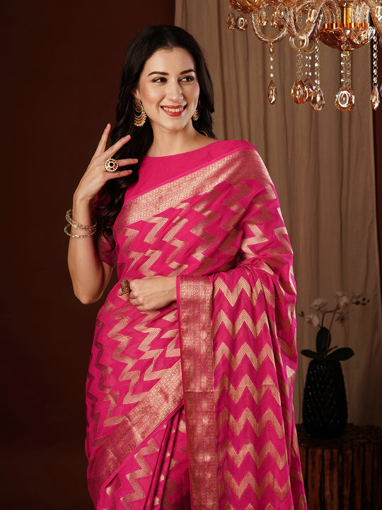 Georgette Banarasi Silk Saree With Blouse Piece