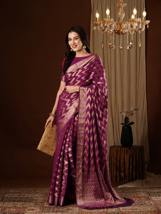 Georgette Banarasi Silk Saree With Blouse Piece