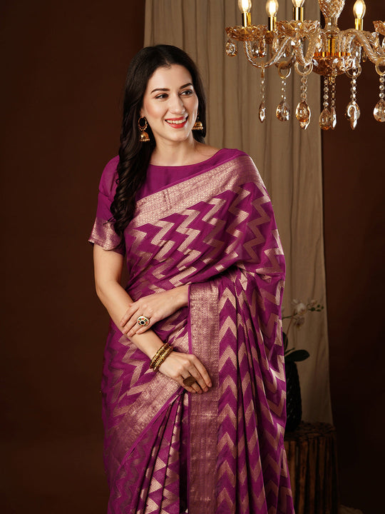 Georgette Banarasi Silk Saree With Blouse Piece