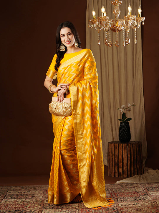 Georgette Banarasi Silk Saree With Blouse Piece