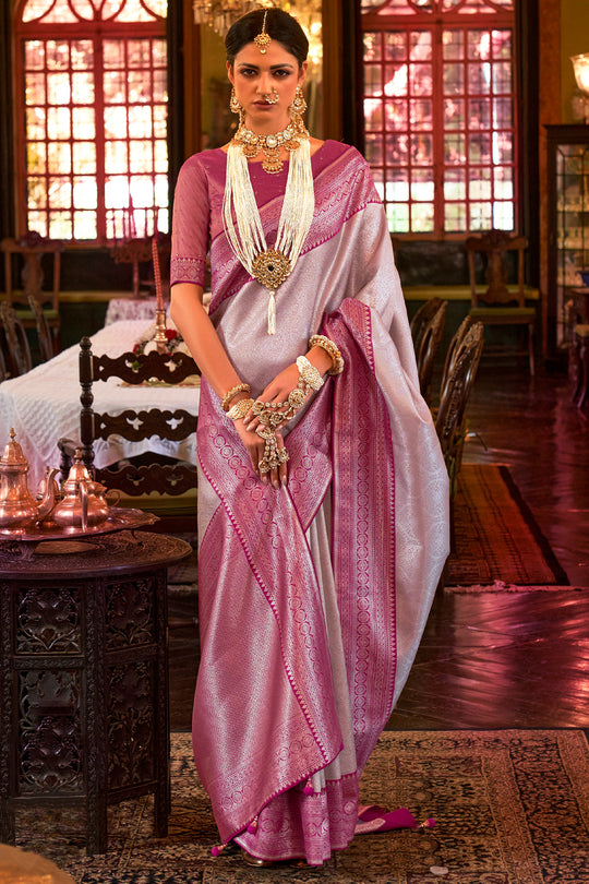 Pastel Lilac Kanjivaram Saree